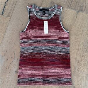 White House Black Market Red and Gray Striped Tank Top